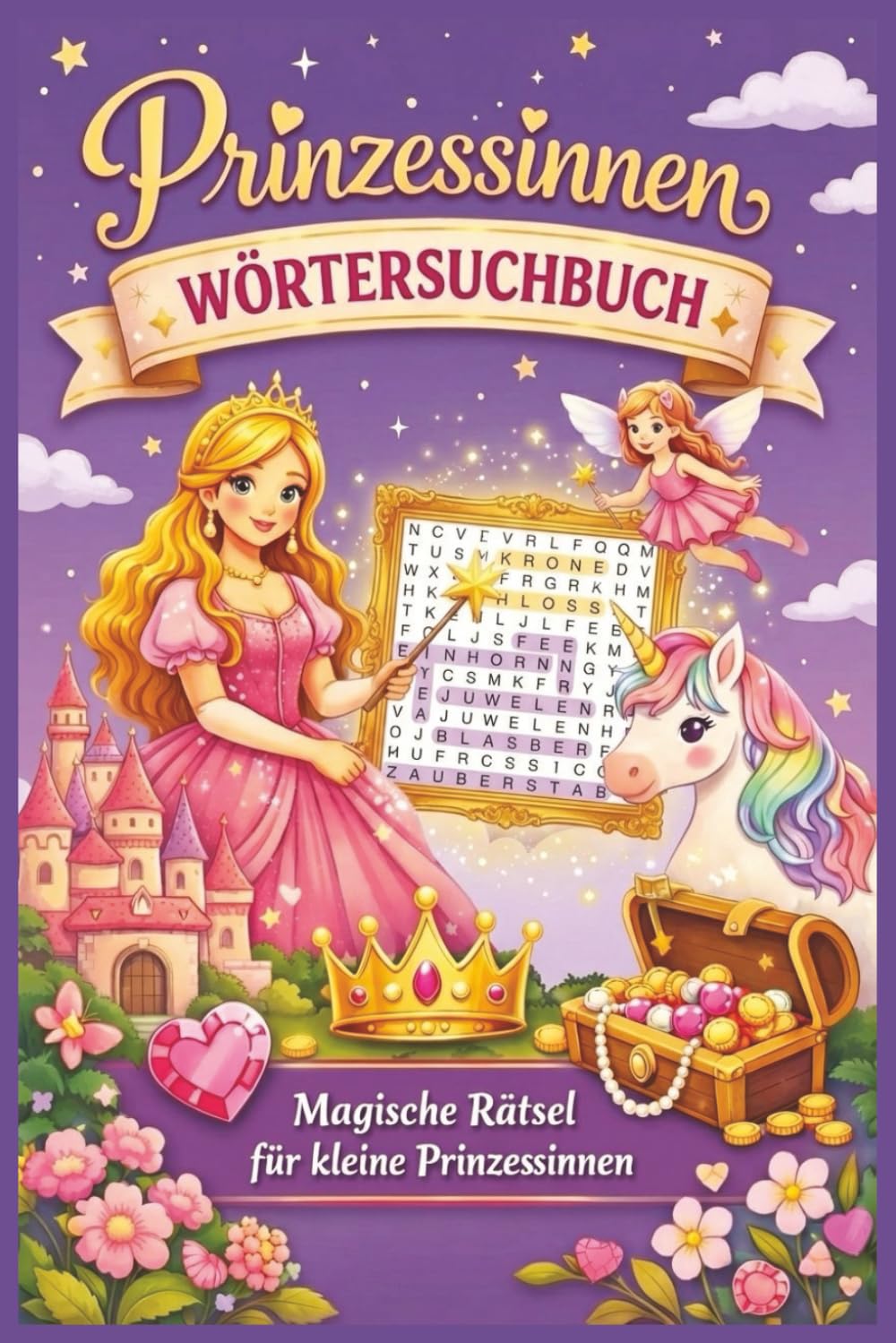 Prinzessinnen Wörtersuchbuch | Magische Rätsel für kleine Prinzessinnen: 30 liebevoll gestaltete Wortsuchrätsel für Mädchen – Fördert Konzentration, Wortschatz & Spaß am Lernen