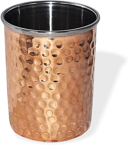 Miniatura 6 de PARIJAT HANDICRAFT Juego de vajilla india de 28 piezas de acero inoxidable cobre tradicional juego de vajilla de Thali, cuencos, vaso y cuchara,