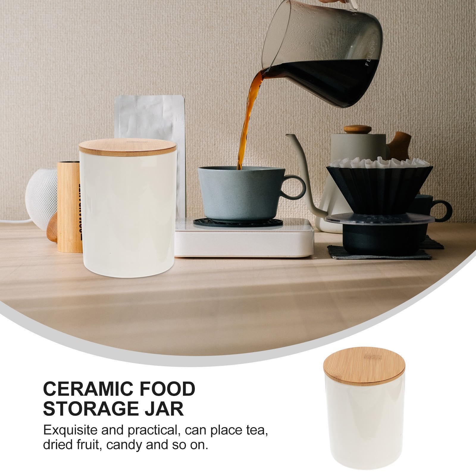 Abaodam Contenitore Alimentare Ermetico in Ceramica Bianco Coperchio Sigillato per Conservazione Tè e Caramelle a Casa in Negozio