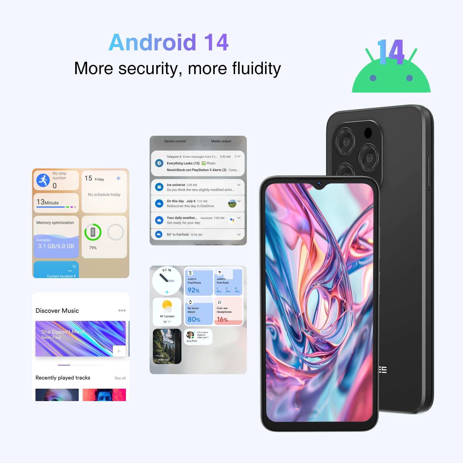 Amazon.com: DOOGEE N55 Android 14 Cell Phone,9GB+128GB Expandable