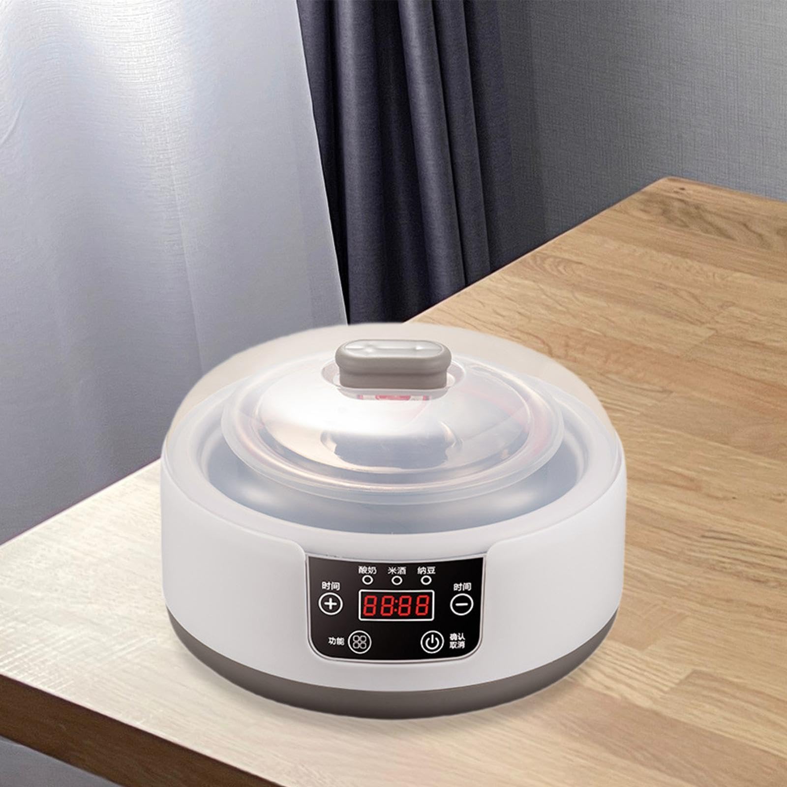 perfk Yogurtiera Macchina elettrica per yogurt, Funzione di temporizzazione a basso rumore Yogurt Contenitore interno professionale in acciaio