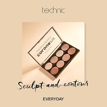 Technic Colour Fix Cream Foundation Contour Palette - 8 Shades - 28g | Conceal Contour and Define, Matte Formulation, Suitable for Beginners