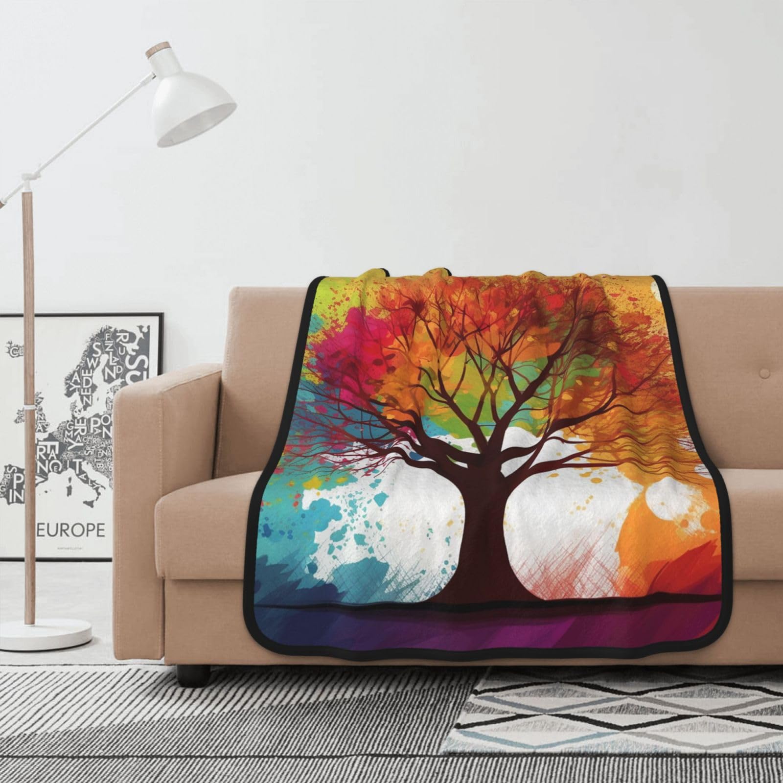 Couverture polaire arbre coloré : le cadeau idéal pour toute la famille