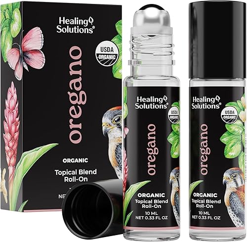 Healing Solutions Paquete de 2 unidades de perfume y cuidado de la piel con aceite esencial de orégano orgánico certificado por la USDA