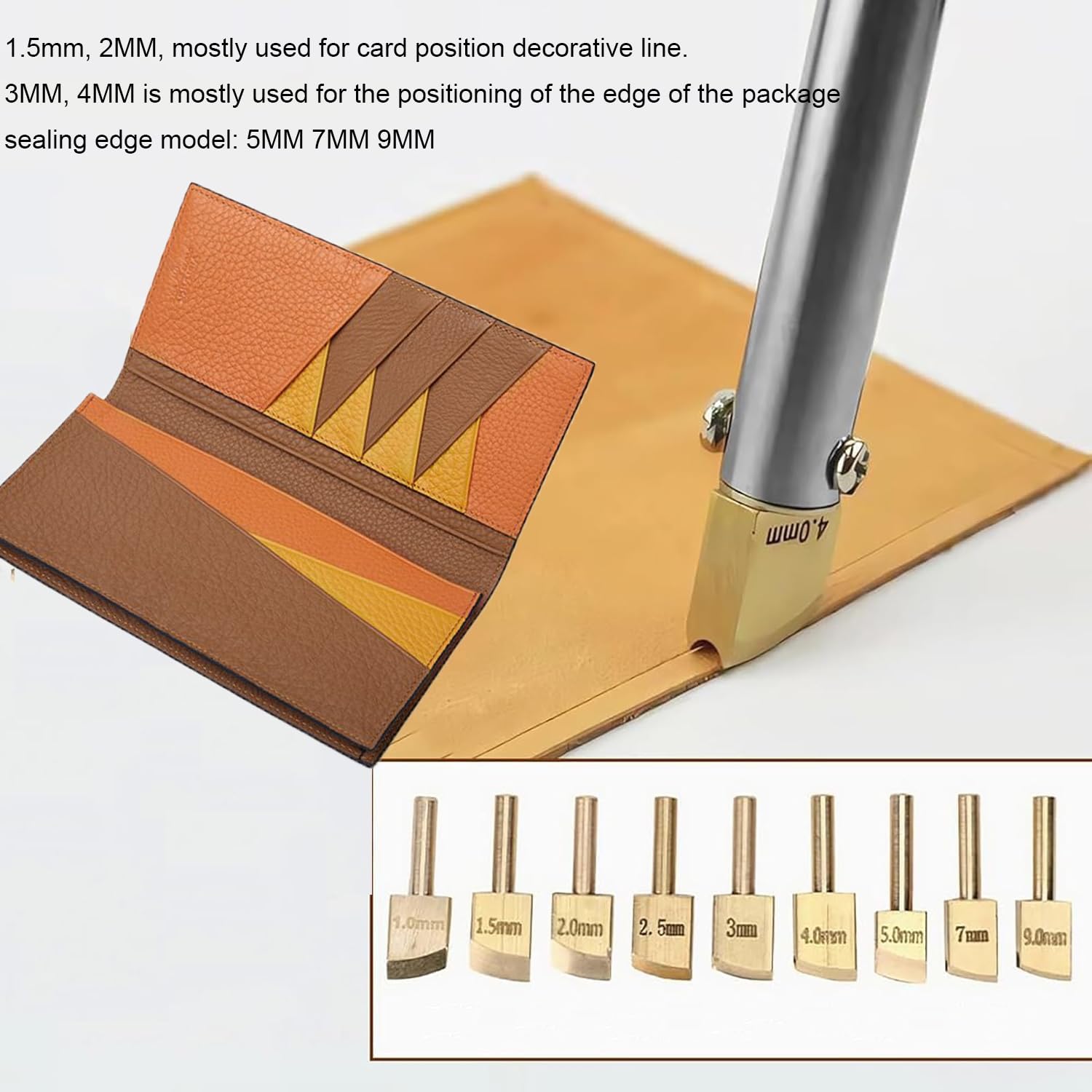 Máquina eléctrica for ranurar bordes de cuero con calor, herramienta for ranurar bordes de cuero con calor, calentador de sellado con 11 puntas de latón, temperatura ajustable, herramienta for pulir