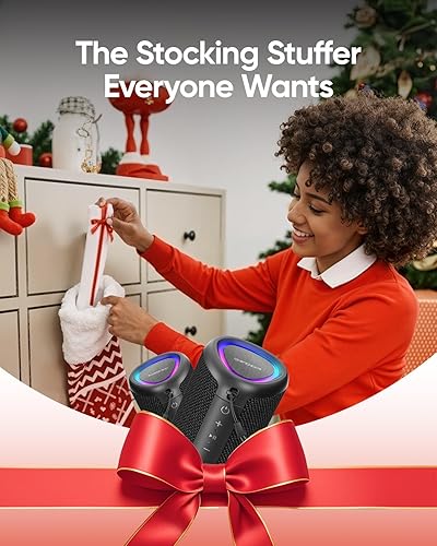 Miniatura 5 de Altavoz Bluetooth portátil con luces, relleno de calcetines, potente sonido cristalino, IPX5 impermeable, tiempo de reproducción durante todo el