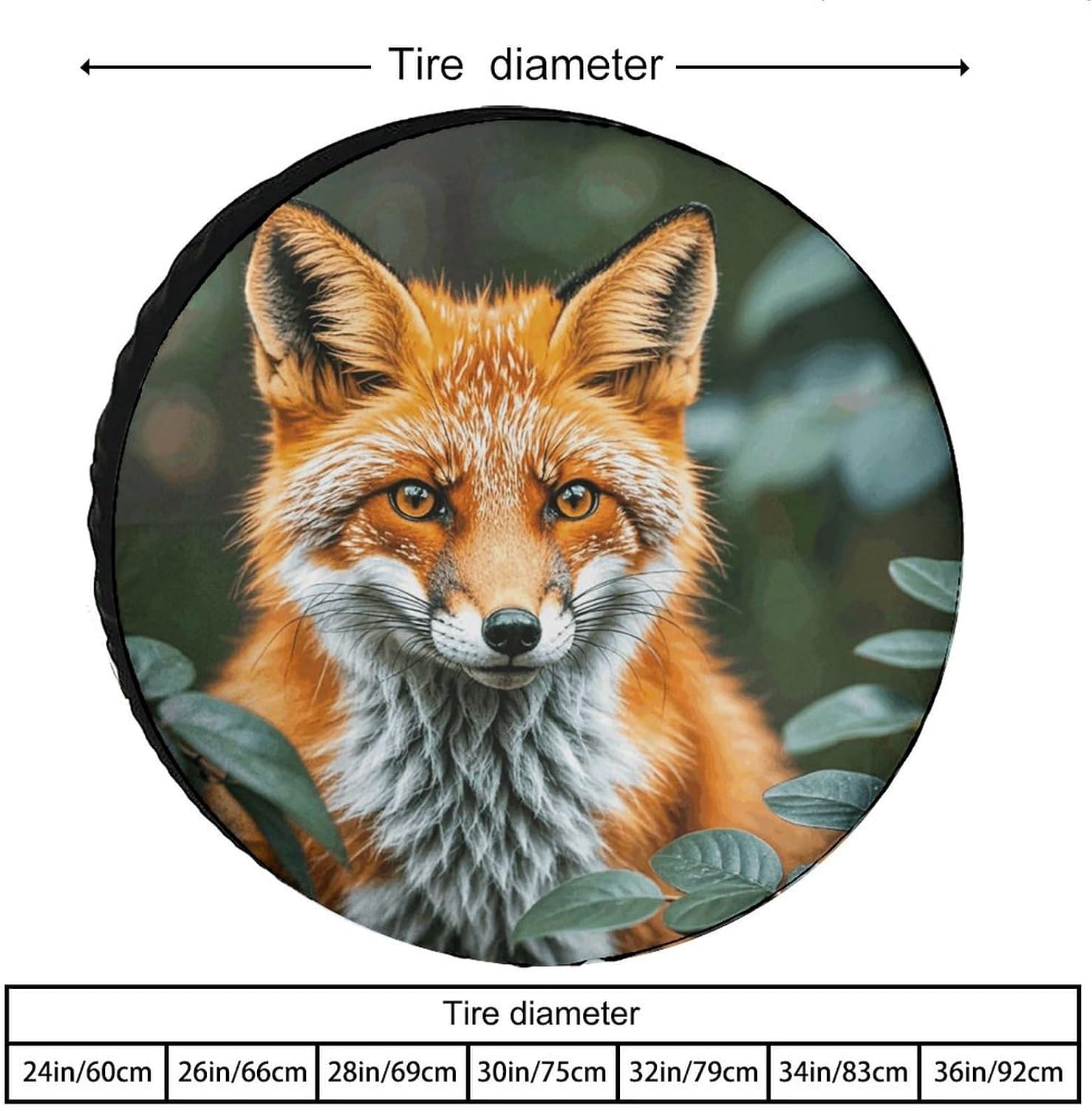 Universal Spare Tire Cover Waterproof Wheel Covers Car Tire Protector Fox Flower Leaf Tree Plant Wheel Protector Dustproof Wheels Tires Cover for RV SUV Truck Camper Trailer 28inch