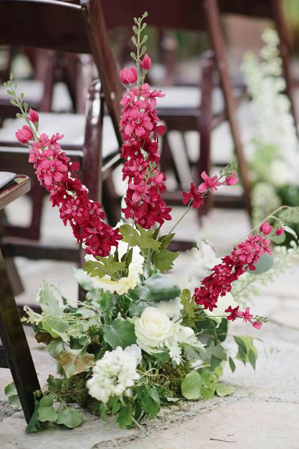 Hot Pink Delphinium Artificial Flowers - 6PCS, 33" Long Stem Silk Flowers for Tall Vase Wedding Centerpieces & Home Decor (Indoor) - Image 5