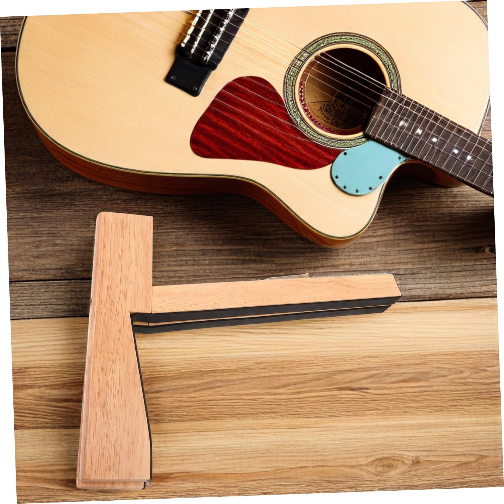 POPETPOP Stabilny Stojak Na Gitarę Muzyczną Studyjna Przenośny Kompaktowy Stojak Na Instrumenty Występy - Pionowy Uchwyt Na Ukulele Z Drewna Składany Elektryczny Banjo
