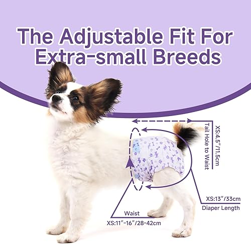 Miniatura 10 de MICOOYO Pañales desechables para perras, pañales para perras hembras, pañales súper absorbentes para mascotas, pañales de espuma con agujero en la