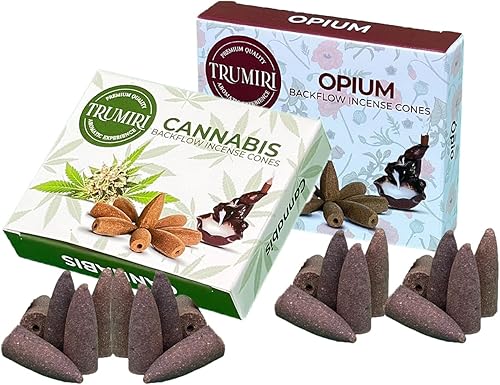 Miniatura 6 de Conos de incienso de reflujo  Paquete combinado de 20 conos de incienso en cascada  10 opio + 10 cannabis  Conos de incienso de reflujo  Conos de