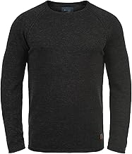 Blend BHDan Herren Strickpullover Feinstrick Pullover mit Rundhalsausschnitt Baumwollmischung Label-Patch Regular fit