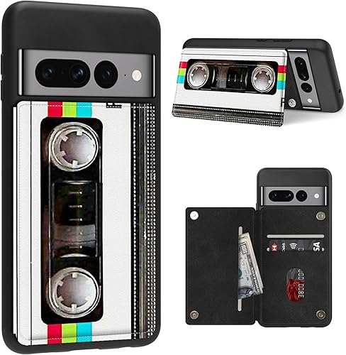 Funda para Google Pixel 7 Pro con ranura para tarjetero, funda de piel sintética, doble cierre magnético y cubierta duradera a prueba de golpes de