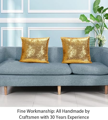 Miniatura 3 de ShinyBeauty Funda de almohada de lentejuelas doradas 18 x 18 pulgadas mantel de fondo de lentejuelas para decoración de cumpleaños funda de almohada