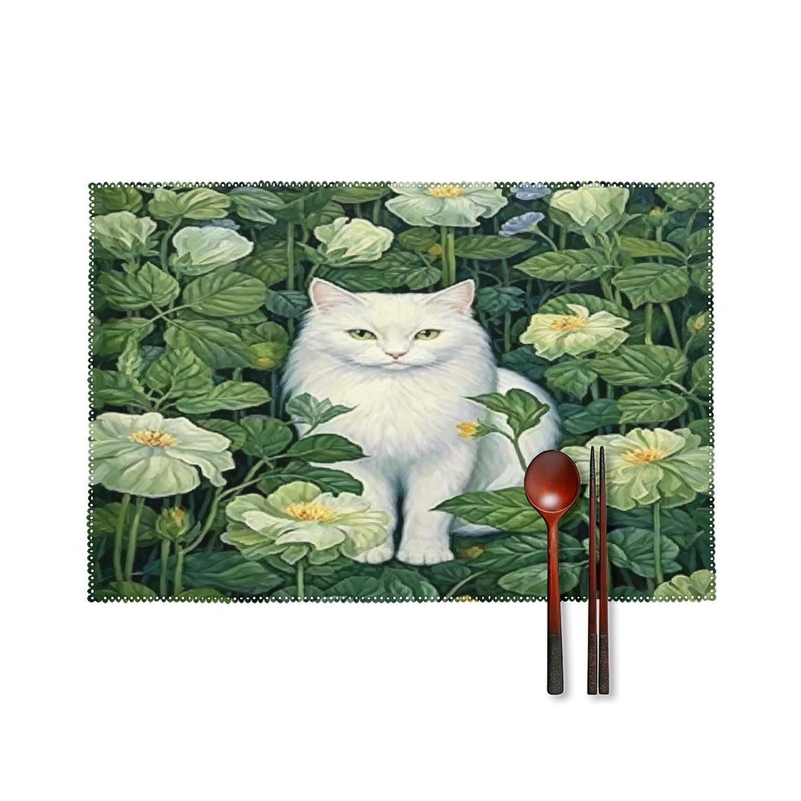 Fekiloot Style White Cat Placemats Set Of 6,Table Mat