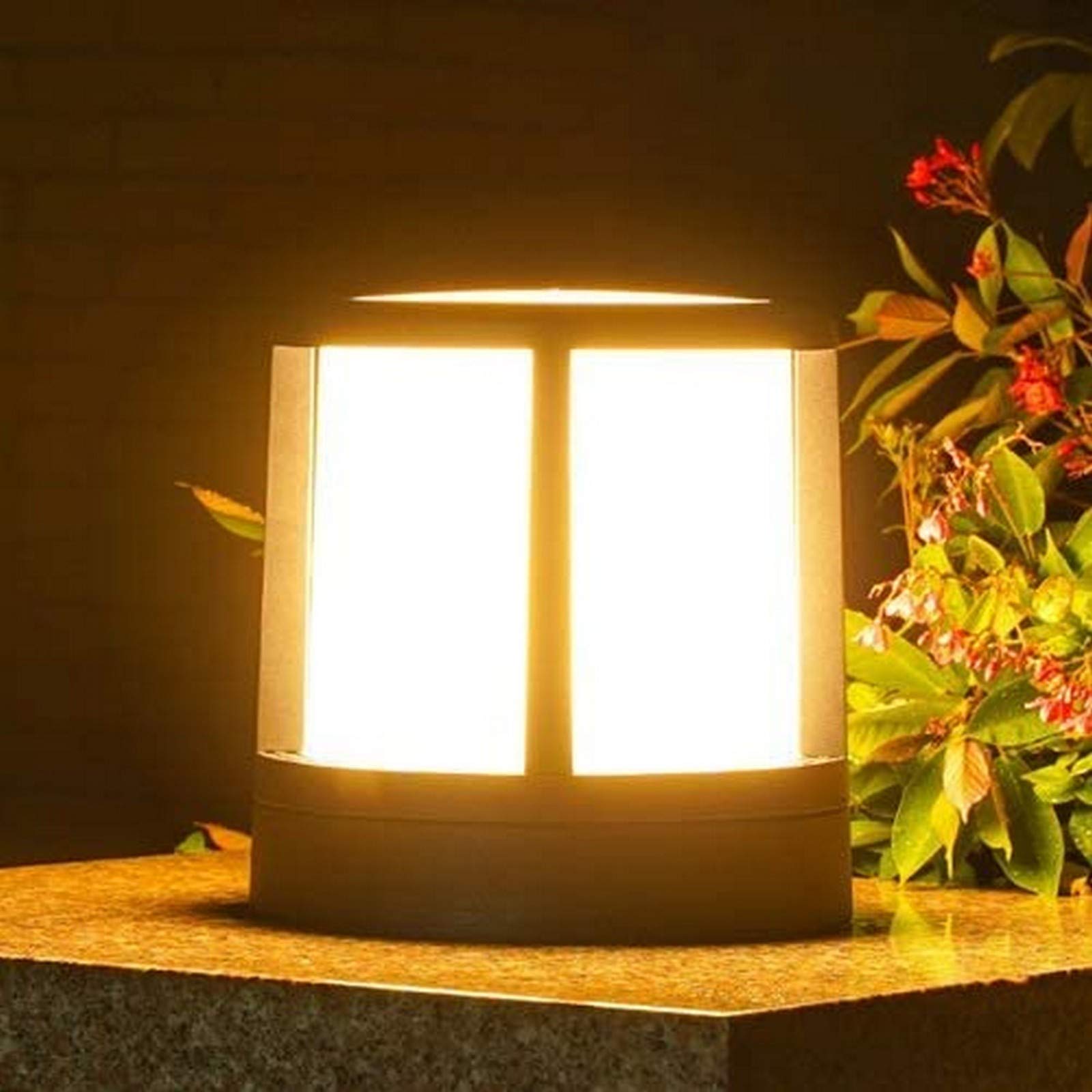Solarne lampy ogrodowe, wodoodporne lampiony zewnętrzne, czarna kolumna, oświetlenie na patio, odporne na deszcz, oświetlenie krajobrazu, idealne do ogrodzenia i dekoracji