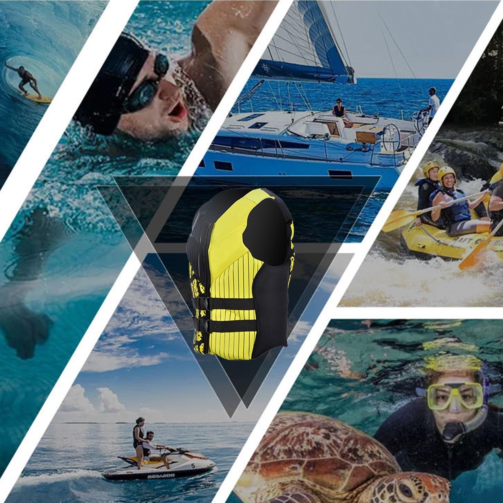 Swim Vest Professional Adjustable Safety Strap Water Sports Swim Vest Anti-Collision for Kayaking Swimming Surfing Boating Fishing Canoeing Rafting Outdoor Safety Gear Buoyancy