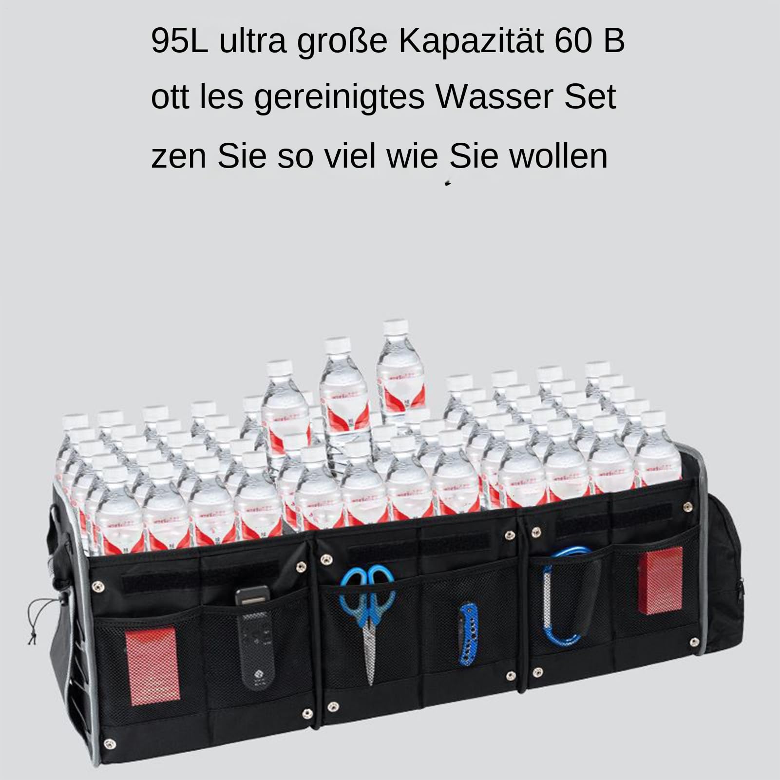 Organizador De Maletero Para SUV 95L Contenedor de Carga para Maletero | Cajón Portacargas Antideslizante para Camping, Viajes, SUV, Autocaravana, Camión y Desplazamientos