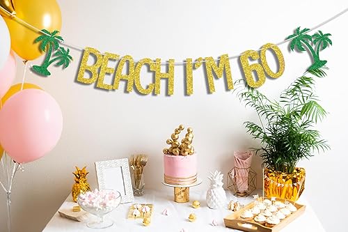 Miniatura 5 de Cartel de playa con texto en inglés "I'm 60", decoraciones de feliz cumpleaños 60, directamente fuera de 1963, decoraciones de fiesta de piscina de