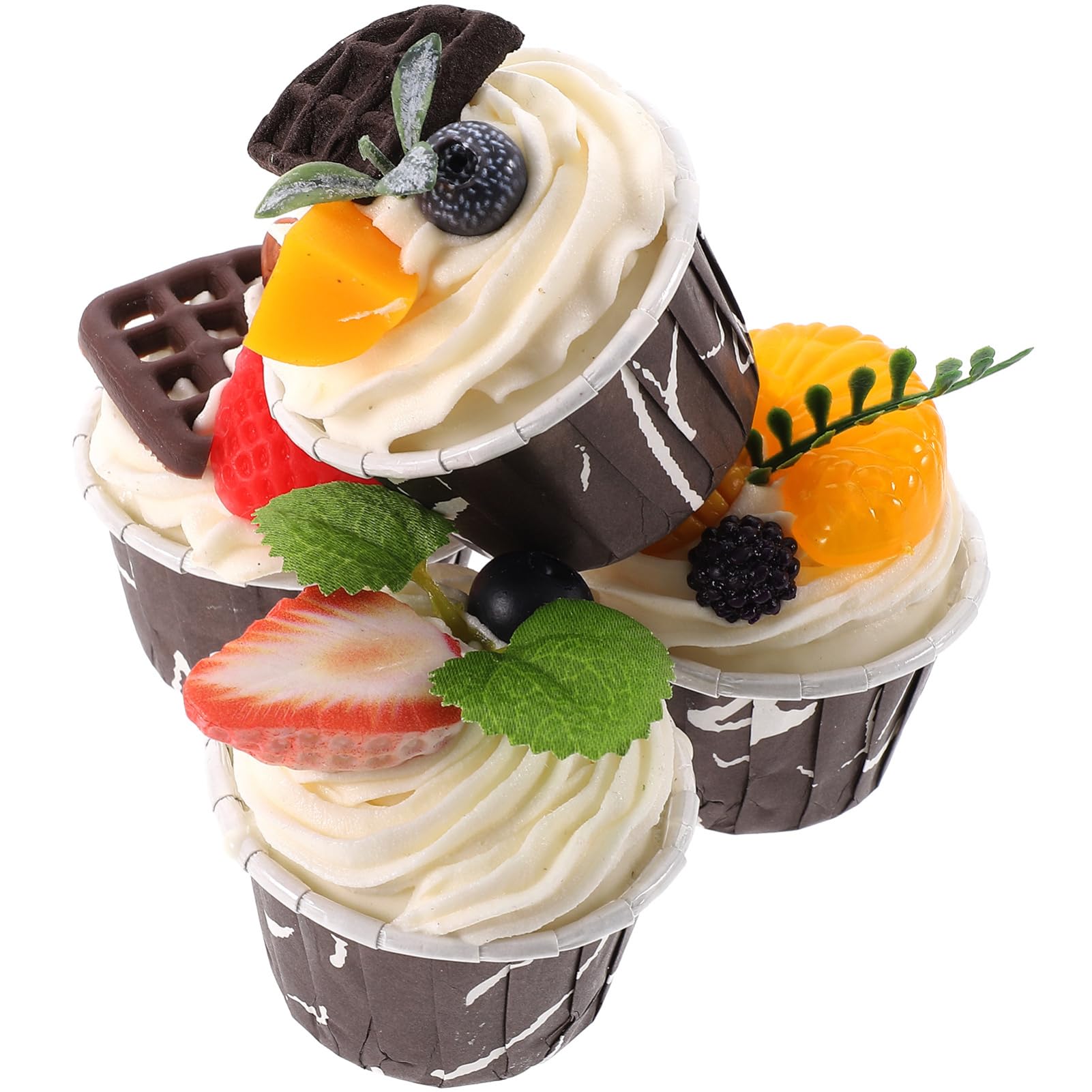 Abaodam 20stücke Teiliges Künstliche Cupcake- Dekoration Für Hochzeiten Partys Und Fotografie Langlebige Farbenfrohe Faux-desserts Pu-material Für Schaufenster Und Heimdekoration