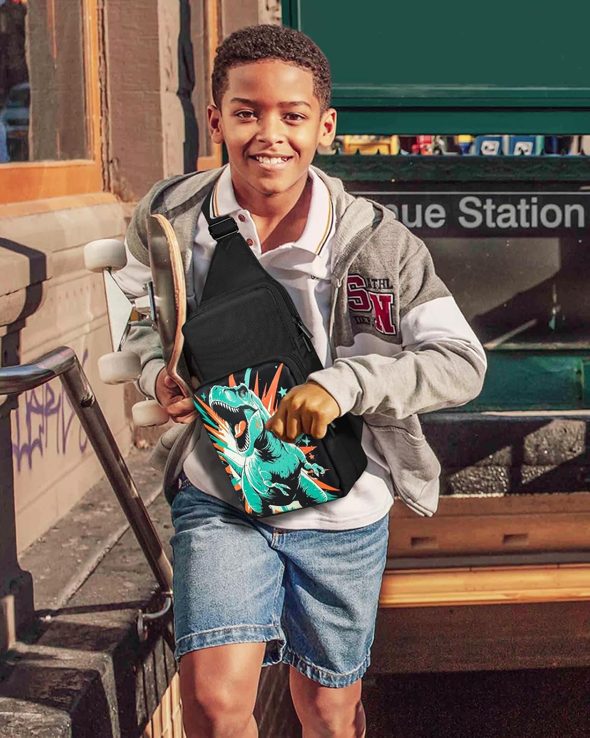 Travel Bag for Nintendo Switch 2 2025/Switch/Lite/OLED - Cute Sling Crossbody Shoulder Carrying Storage Backpack for Teens for Nintendo Accessories Storage, Dinosaur - Image 2