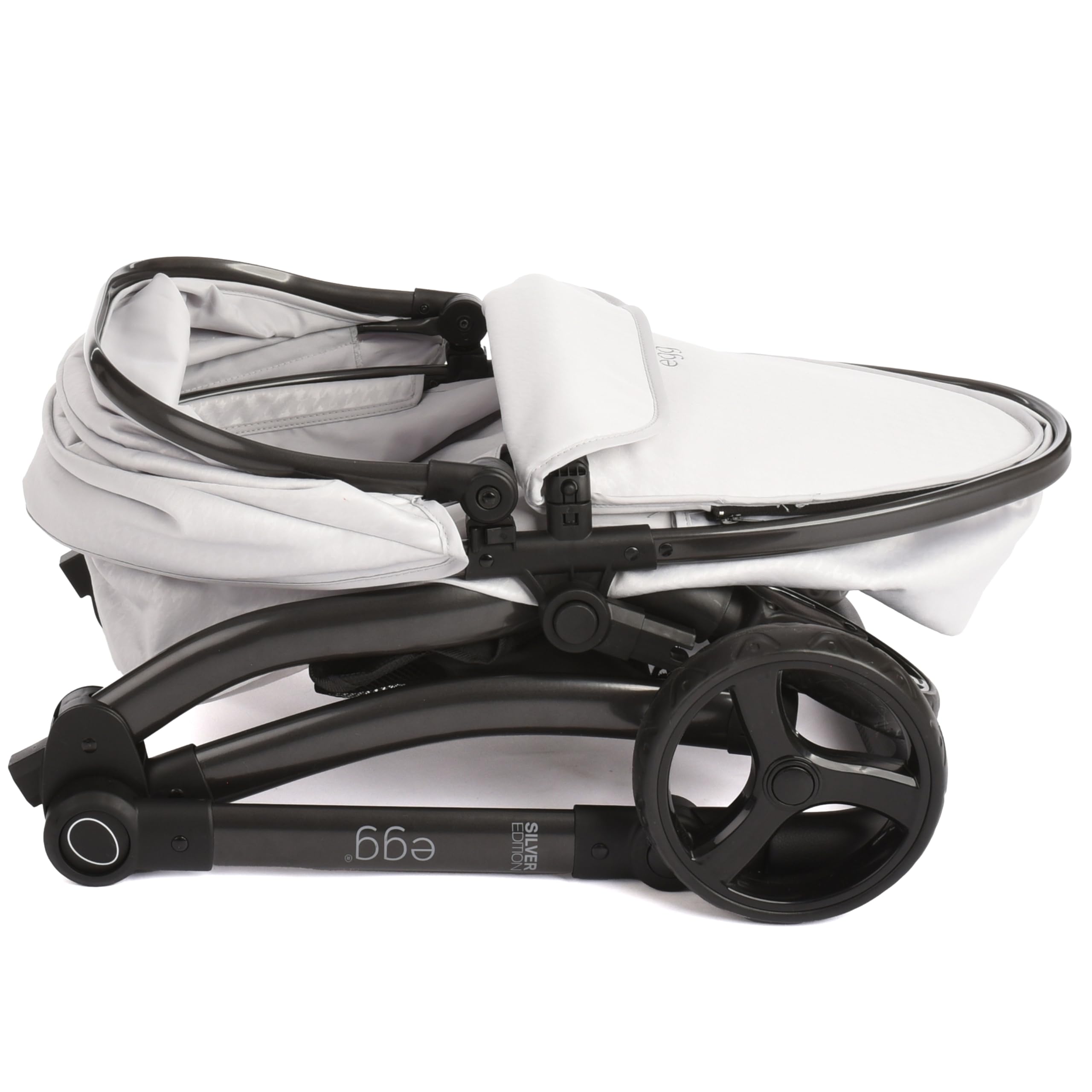 Roma egg 2 in 1 Baby Spielzeug Puppen Kinderwagen - Hahnentritt Silber Spielzeug Kinderwagen mit verstellbarem Griff, Kakao-Kunstleder, 3-Punkt-Gurt, Leichter Rahmen, Perfekt für Reborns & Teddies