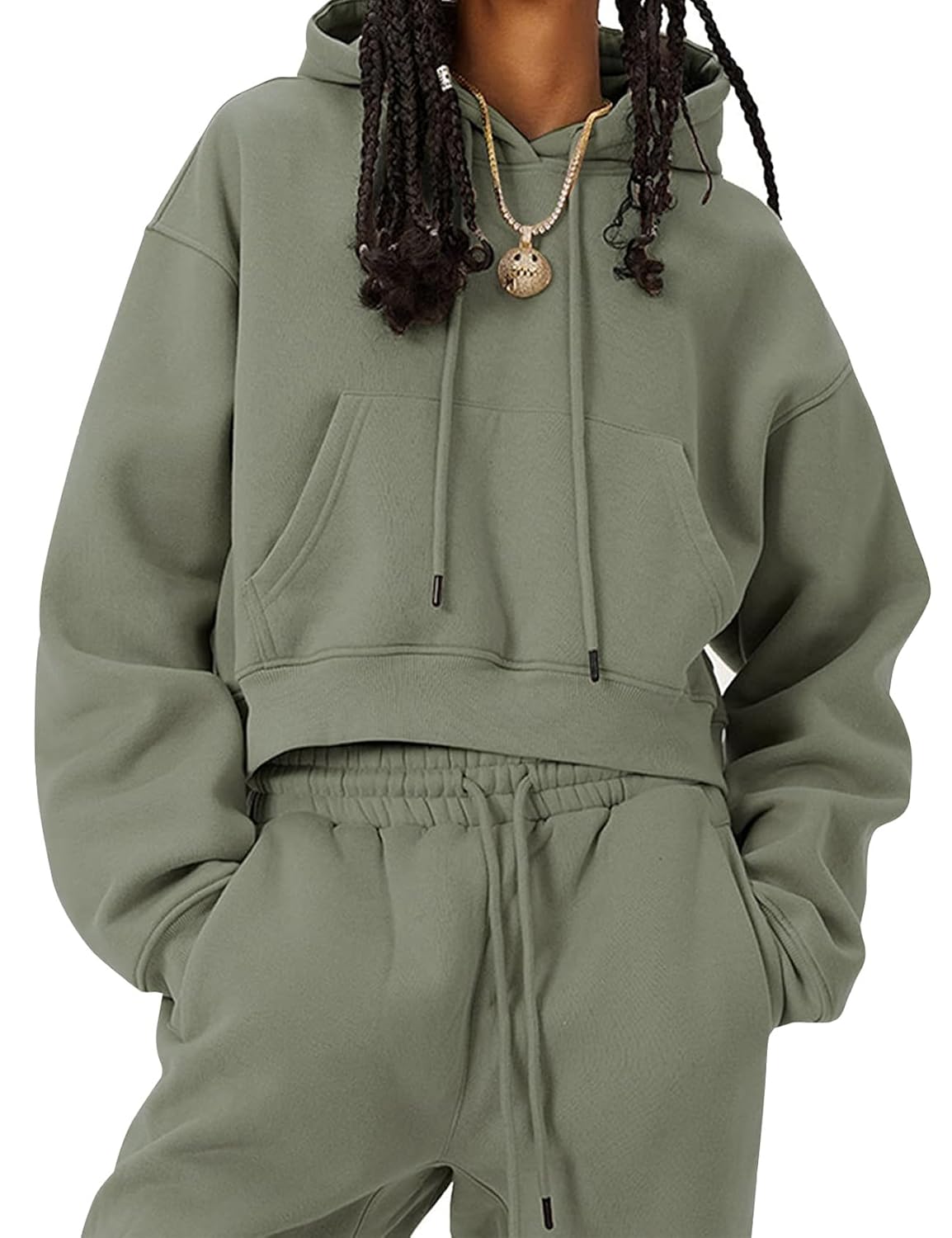 Eisctnd Women Fleece 2 Piece Tracksuits Fall Winter Sweatshirt Jogger Pants Matching Lounge Sets Thick Sweatsuits Pockets