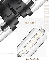 Vista 3 de Emak 2 Light Black Vanity Lights for Bathroom,22 Inch Bathroom Light Fixtures Modern Wall Sconces with Clear Glass Shade for Bath, Bedroom, Hallway