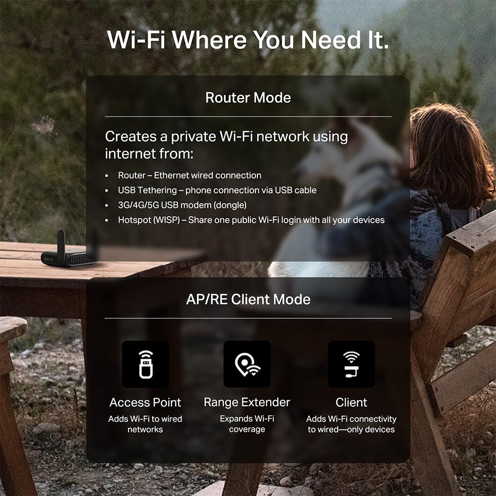 TP-Link Roam 6 AX1500 Wi-Fi 6 Travel Router (TL-WR1512X) - Dual-Band Portable Router | Easy Public WiFi Sharing | Hotel/RV Approved | Phone USB Tethering | Multi-Mode | OpenVPN & WireGuard - 3