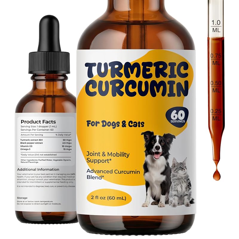 Suplemento líquido de cúrcuma com curcumina para cães e gatos Klakima – 60 mL