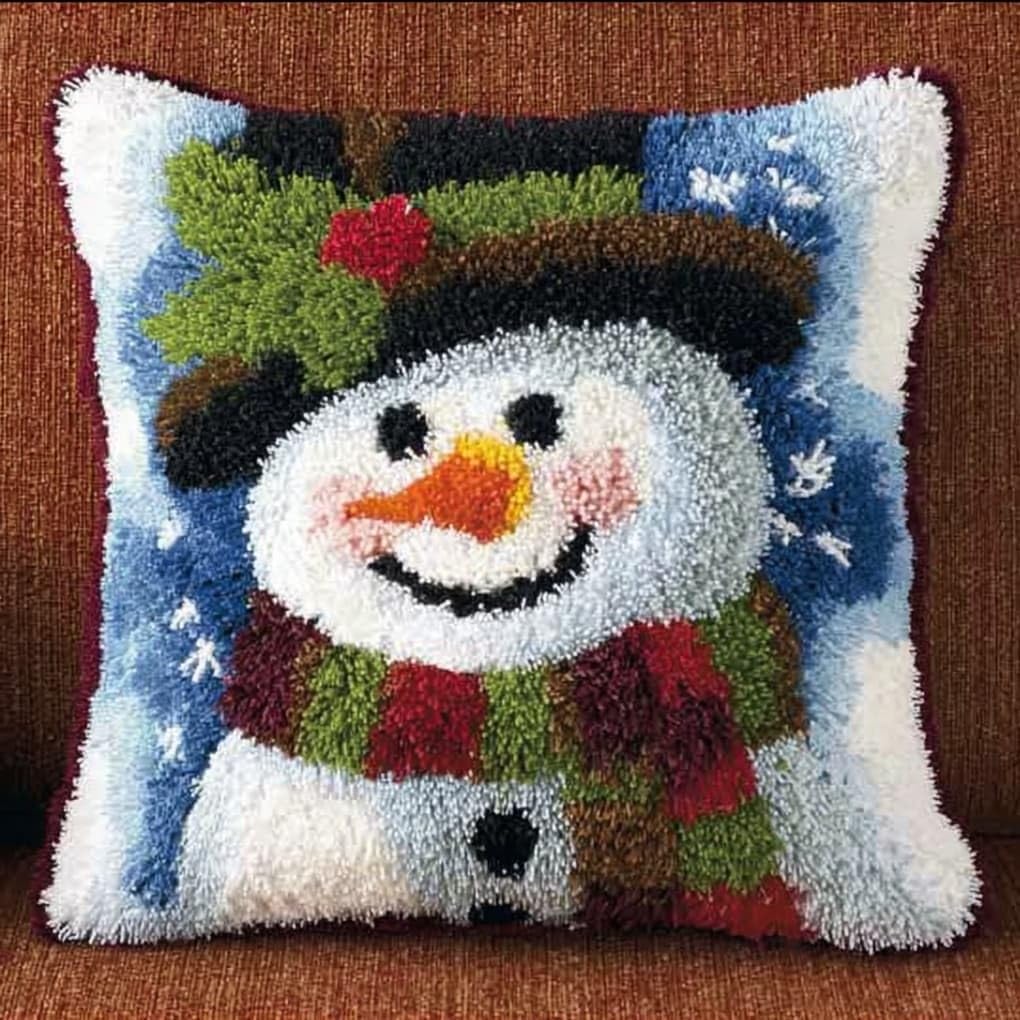 WallustrioaW DIY Latch Hook Kits 43x43cm,Cute Snowman