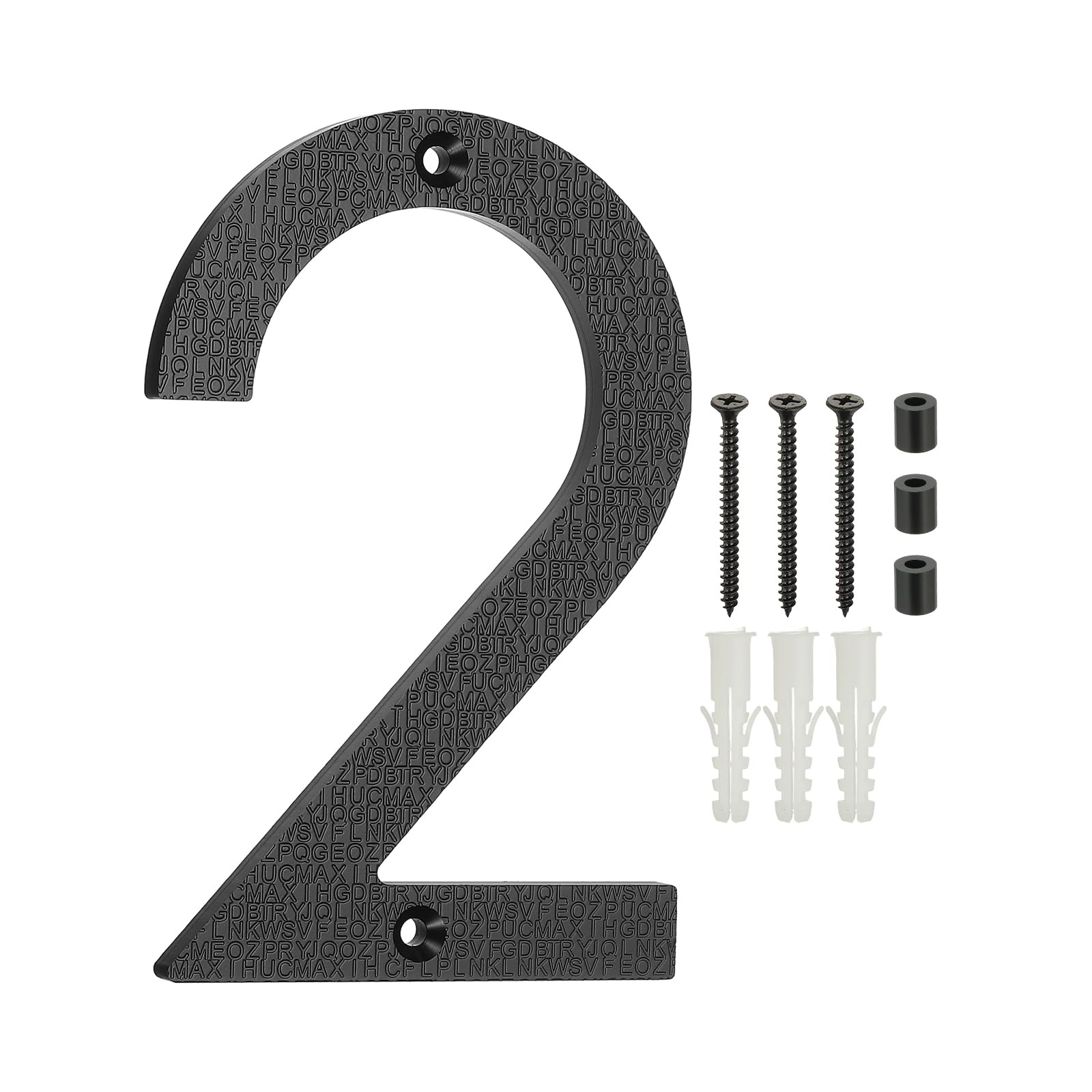 PATIKIL 6 Inch House Numbers for Outside, Number 2 ABS Plastic Texture Floating House Number Modern Mailbox Address Door Numbers with Nail Kit for Outdoor Residential Street, Black