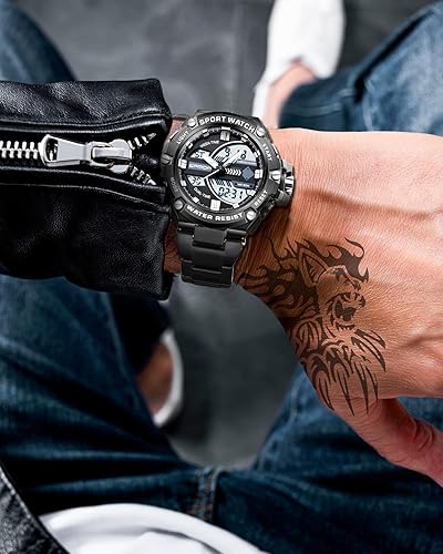 Miniatura 4 de FORSINING Reloj para hombre, resistente al agua, militar, digital, analógico, reloj de pulsera deportivo al aire libre, fecha, tácticas