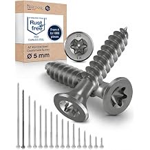 #10-4" Exterior Wood & Fence Screws 5x100mm Stainless Steel Flat Head Deck Screws Partial Thread 5mm Strong 100mm Long 100 Pieces Rust Resistant A2