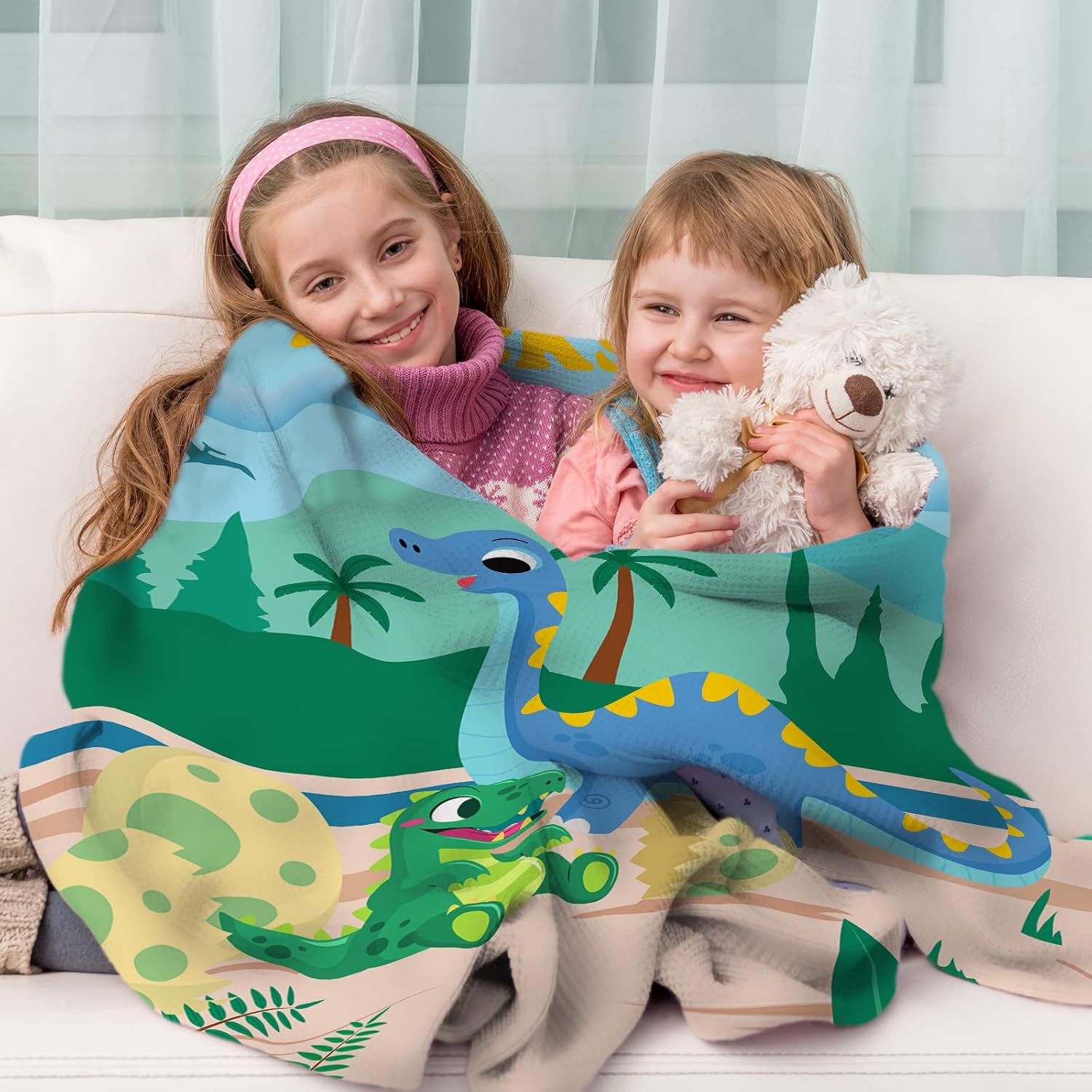 Personalized Baby Blankets for Girls Boys with Name - Custom Dinosaur Throw Blanket for Kids Toddler - Customized Soft Fleece Swaddle Blanket for Baby Shower, Birthday- 40"x50" Blue