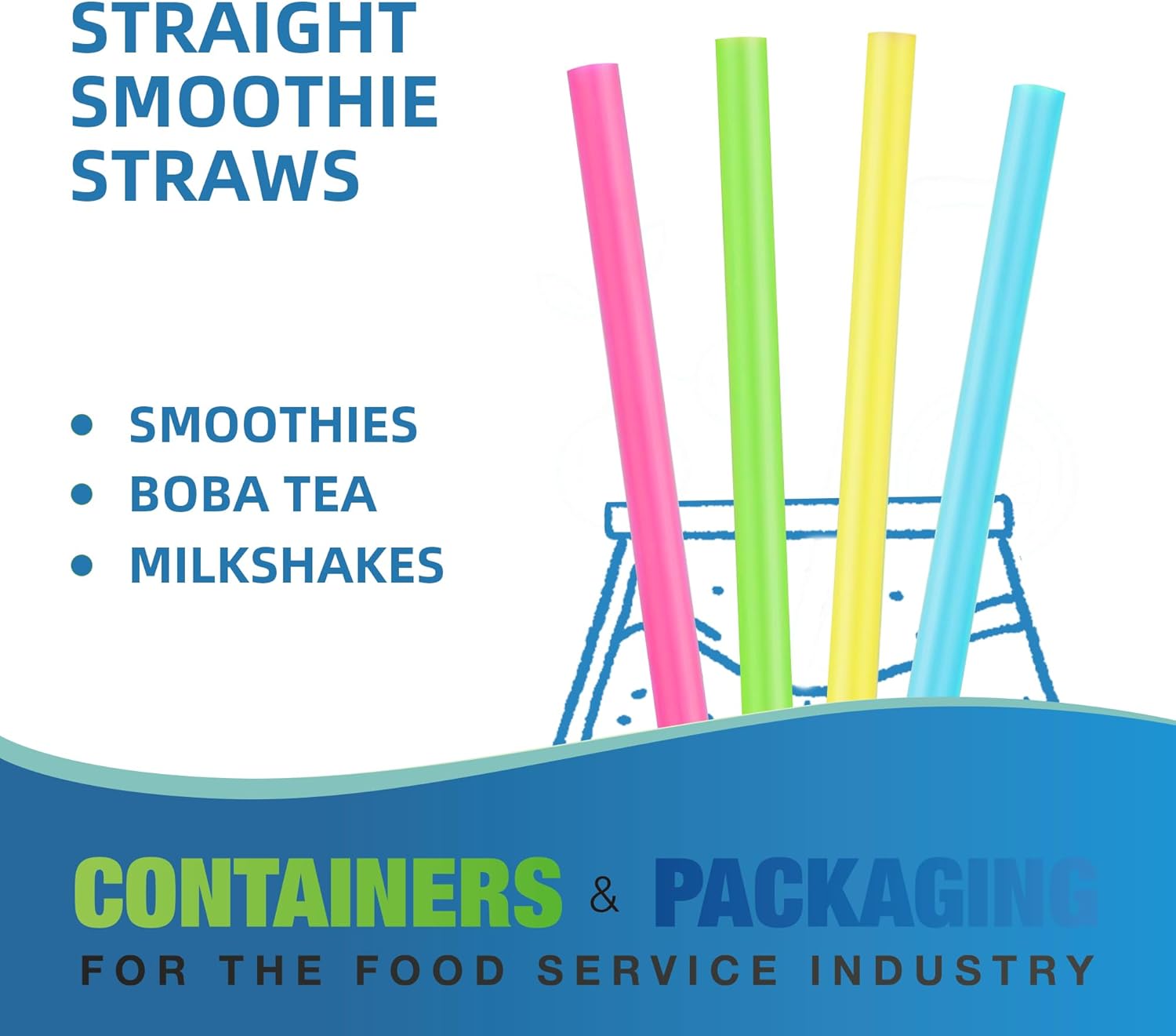 2400 Pcs Assorted Color Plastic Boba Sharp Straws,Extra Durable Thick Milkshake Disposable Large Individually Film Wrapped Straws(0.47" Wide X 9" Long)
