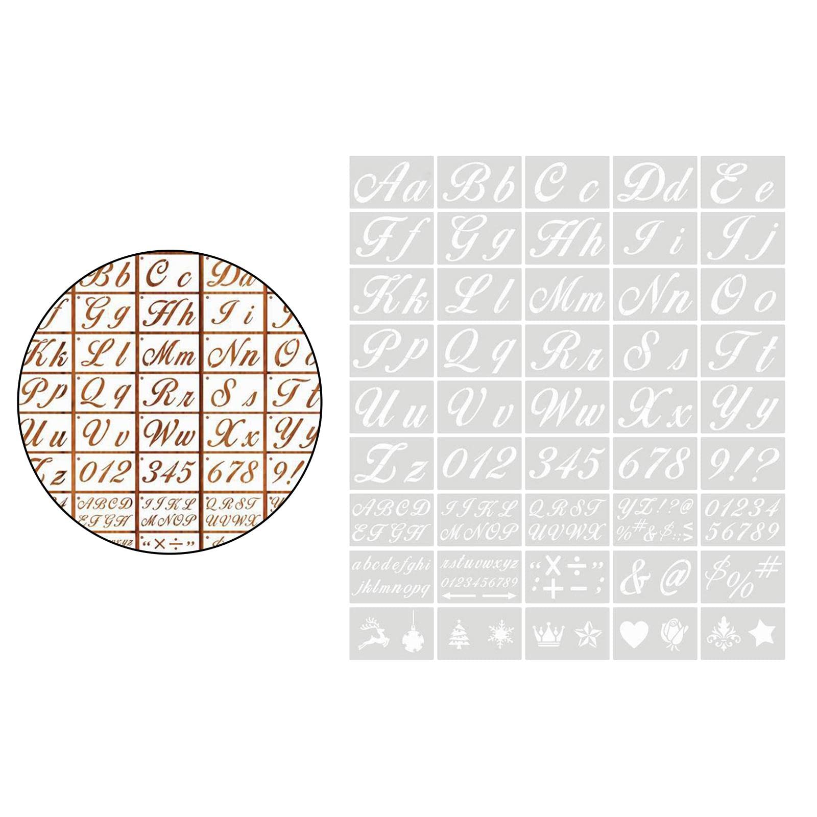 3 set di 45 stencil con lettere dell'alfabeto, per disegno e pittura, corsivo