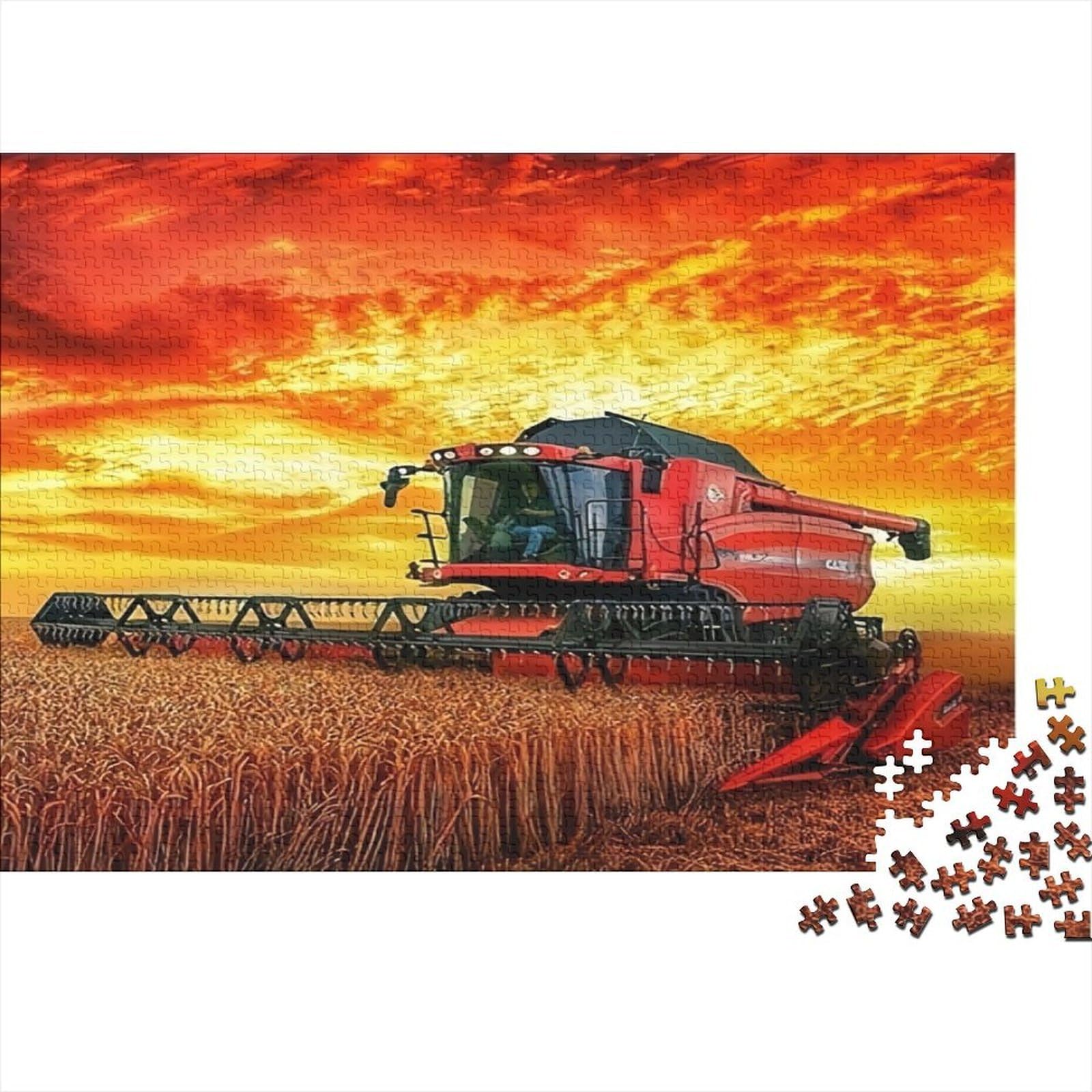 1000 Pieces Farm Harvester Jigsaw for Adults Thick Paper Brain Teaser Agricultural Landscape Puzzle Educational Gift 70x50cm/1000pcs