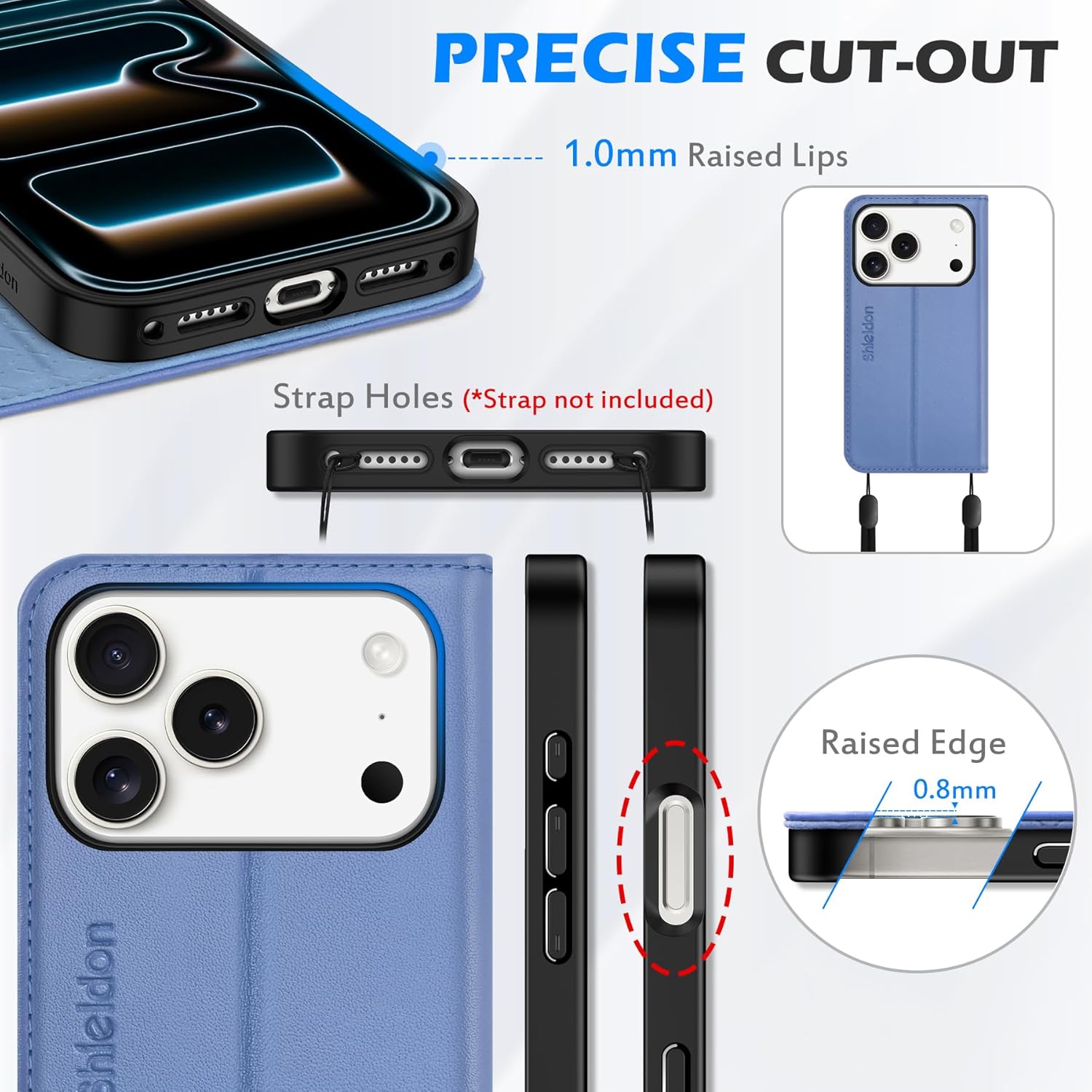 SHIELDON Case Wallet for iPhone 17 Pro 6.3" 2025 | Genuine Leather | Flip Magnetic Closure | RFID Blocking Credit Card Holder | Kickstand | Full Protection Cover | Wisteria Purple