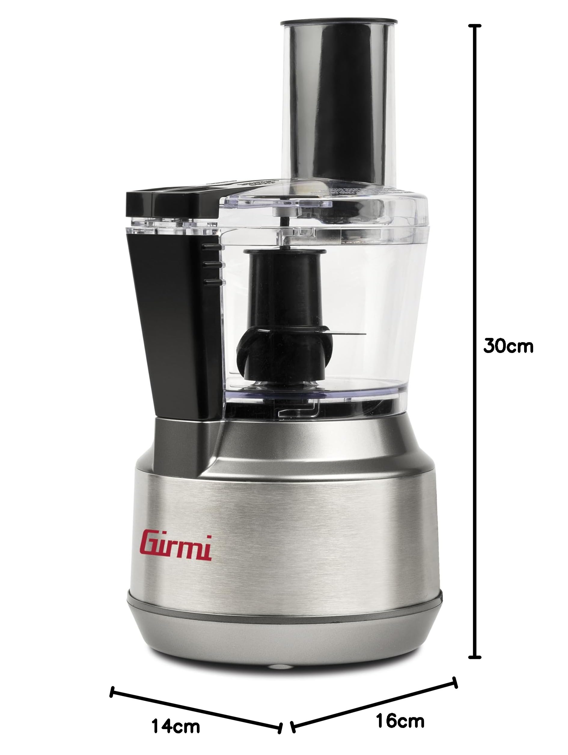 Girmi RB01 "Mastro Pocket" Mini-Robot Multifunzione, 300 W, Capacità 600cc, 2 Velocità, 2 Dischi Inox, Doppia sicurezza, Grigio
