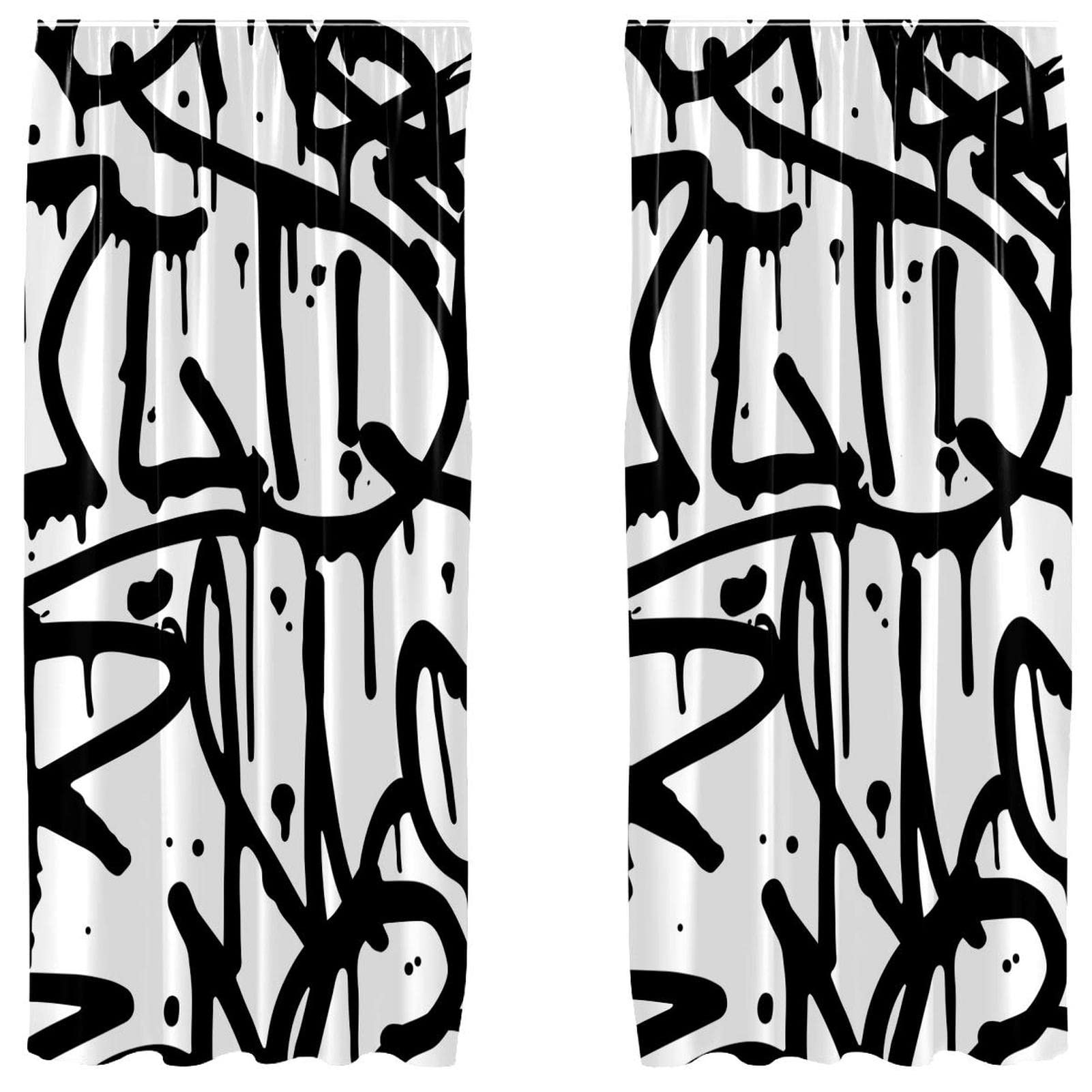 Cortinas para ventana Graffiti Letter con tejido ligero decorativo texturizado de alta densidad