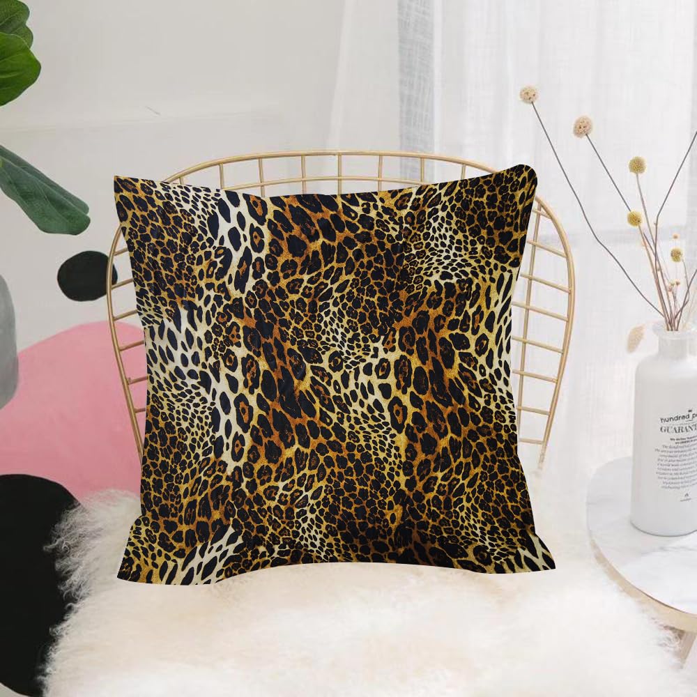 HYOSXW Cushion Cover,Throw Pillow Case Home Decorative for Living Room Bedroom Sofa Chair 16X16 Inch,Leopard print, wild pattern with retro texture,Pillowcase 40X40cm