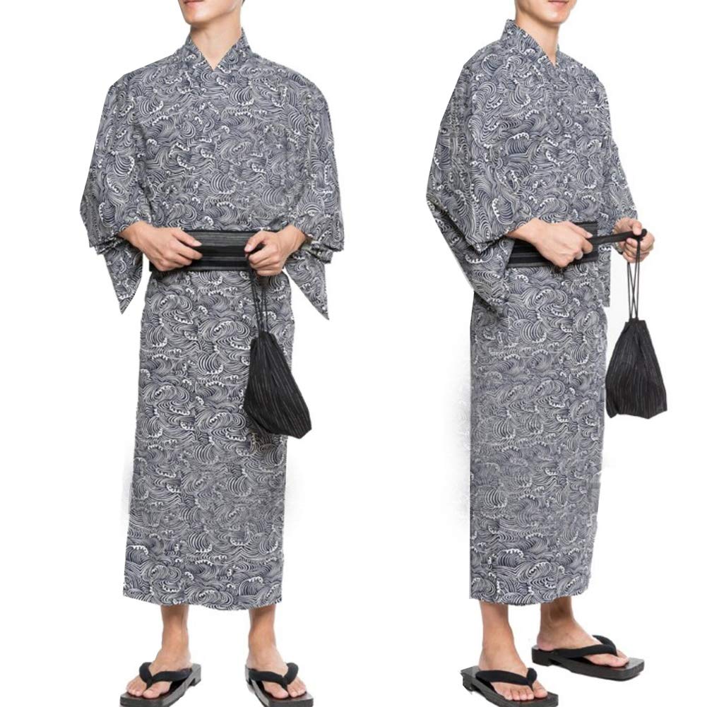 Herren japanischer Yukata japanischer Kimono Home Robe Pyjamas Morgenmantel Gr??e L-C10