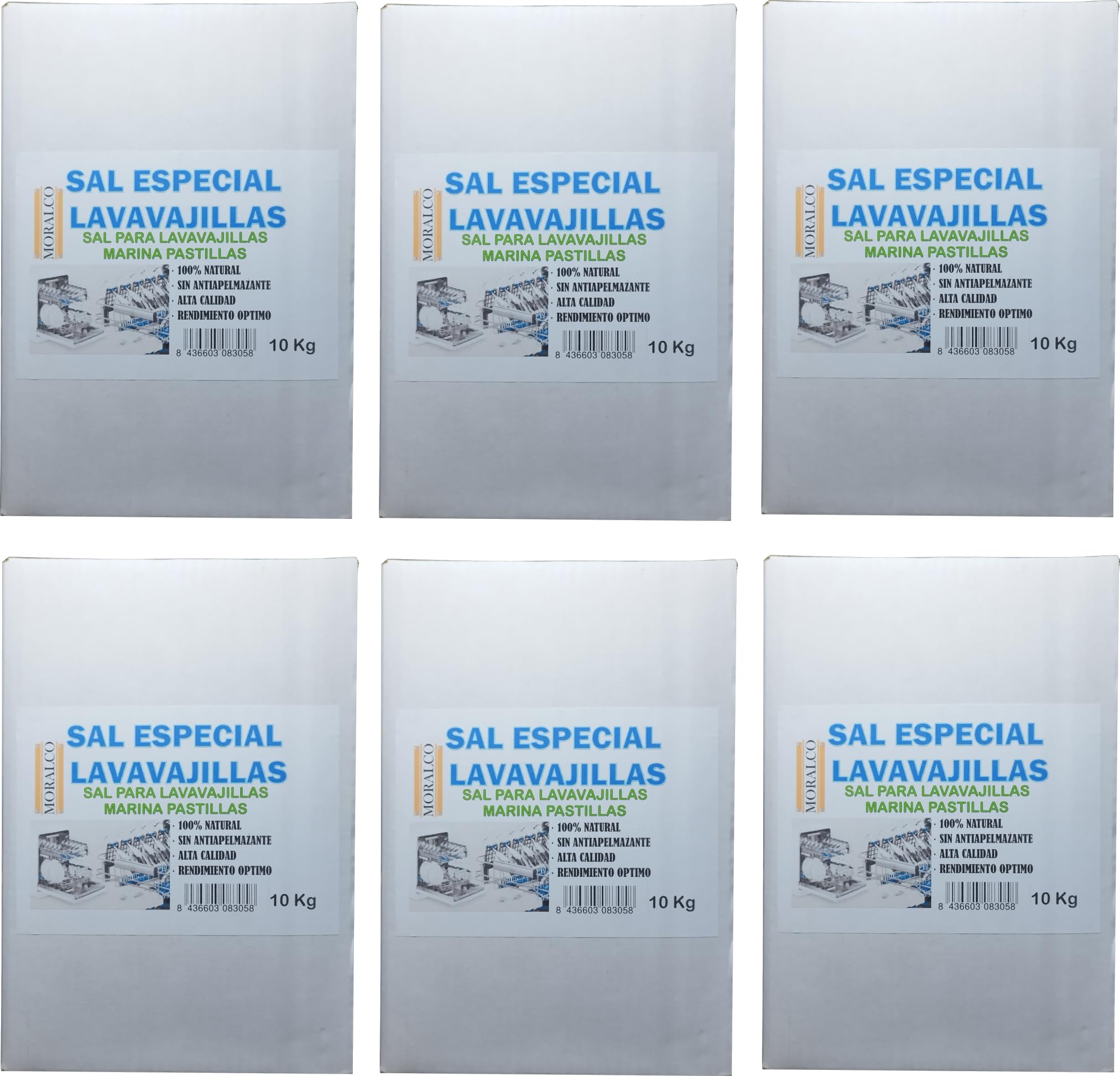 Sal Para Lavavajillas Marina Pastillas 10 Kg (6 Unidades)