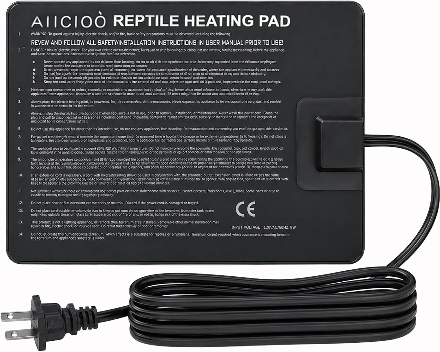 Aiicioo Reptile Heating Pad - Hermit Crab Heater Heat Mat for Reptiles Snake Lizard Terrarium 8 Watt