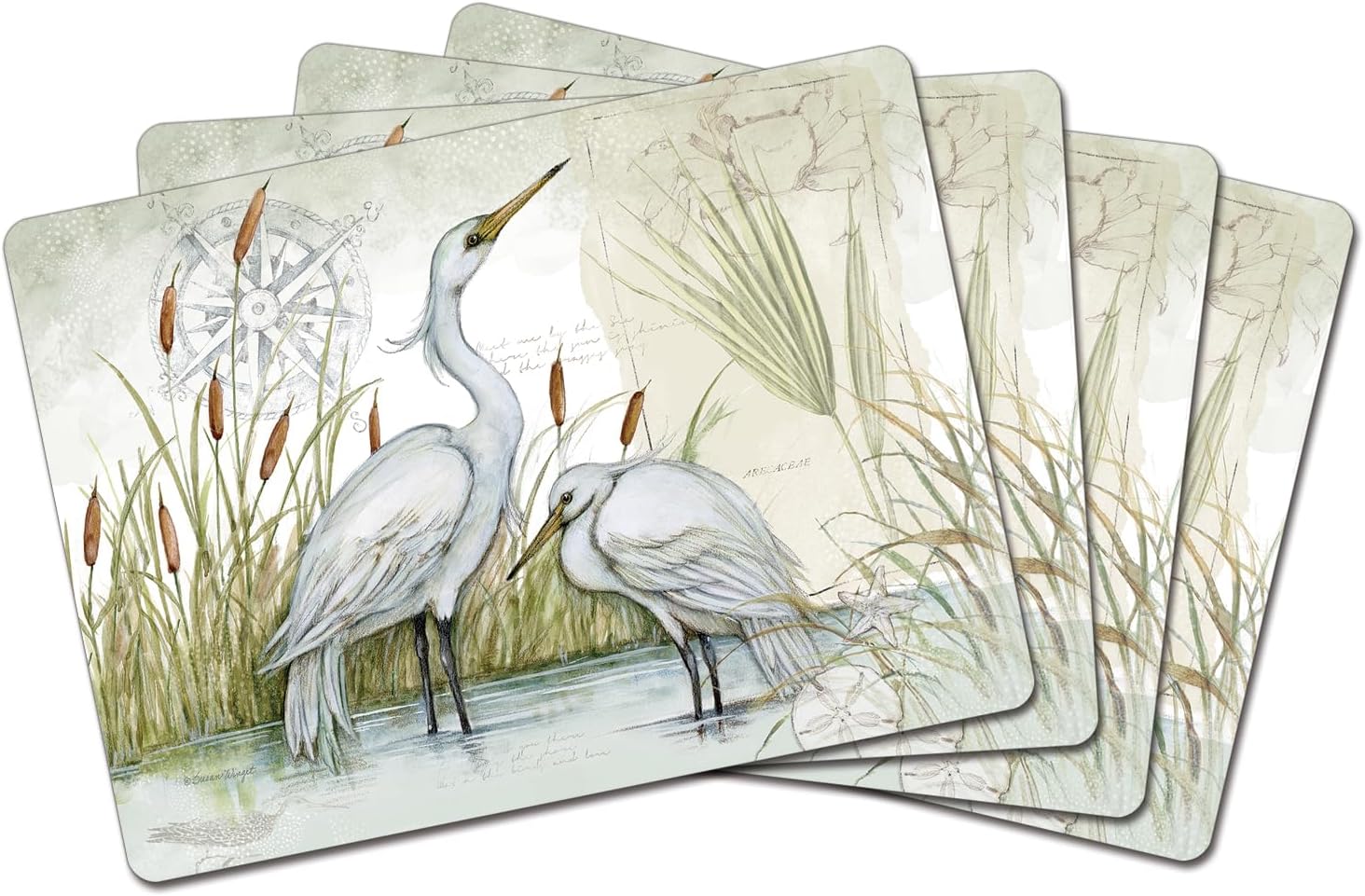 Carribbean Seas Premium Decorative Hardboard Tabletop Placemats 4-Pack Manufactured in The USA Heat Tolerant and Easily Wipes Clean