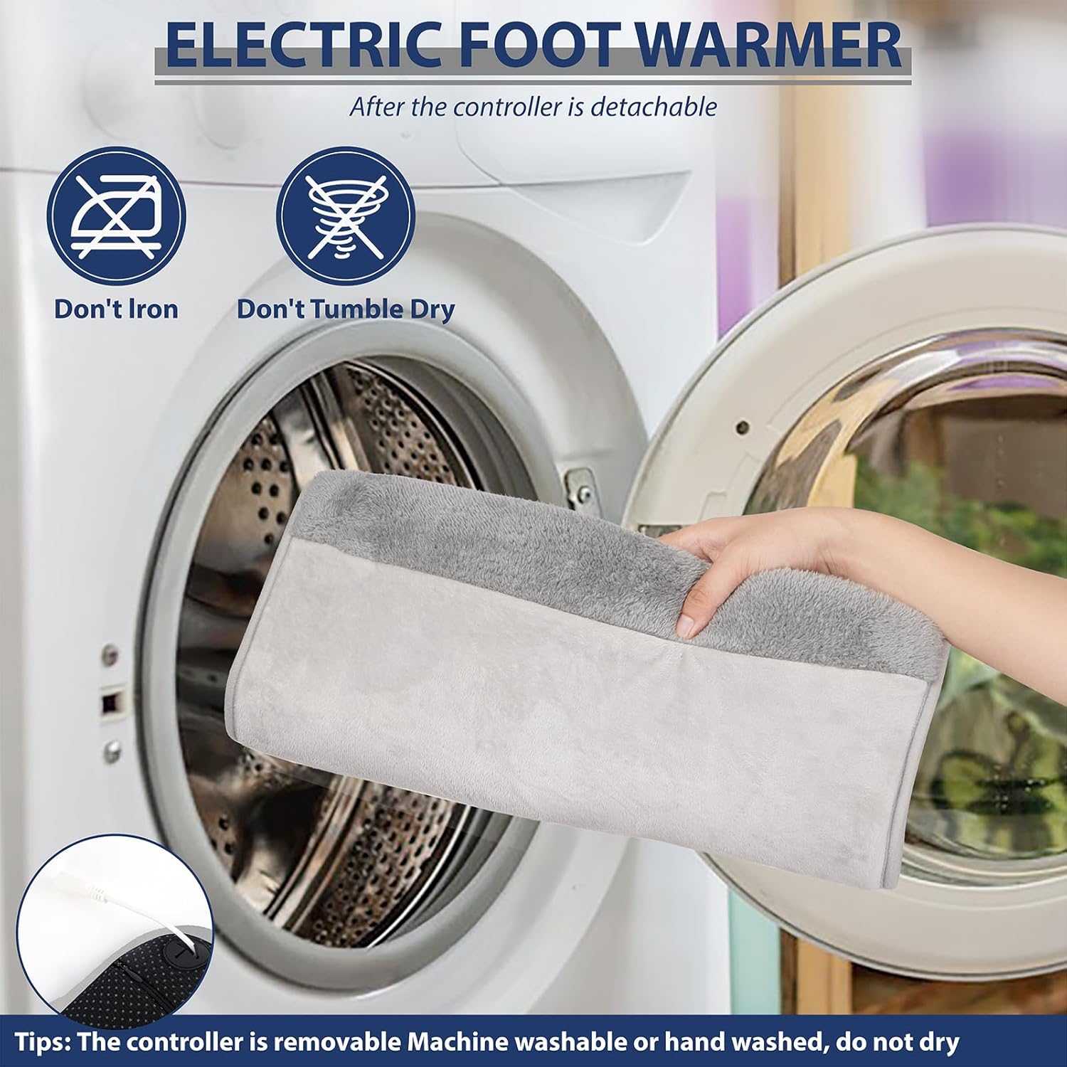 Electric Heated Pad Foot Warmer for Men and Women with Double-Sided Heated, Under Desk,Bed,Office,Home, 3 Timers 9 Fast Heating Settings, Soft and Breathable Perfect Relaxation