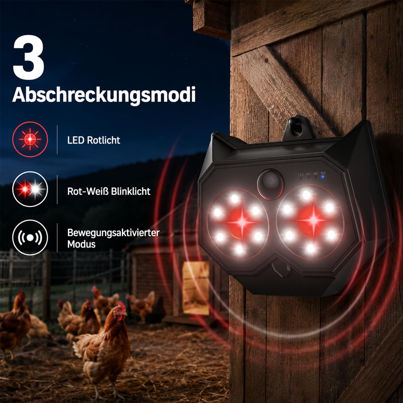 Marderschreck Solar 2er Pack, Marderabwehr, Katzenschreck für Garten, Ultraschall Tierabwehr mit Bewegungsmelder, Blitzlicht, IP65 wasserdicht, Marderschreck Garten, gegen Marder, Fuchs, Waschbär