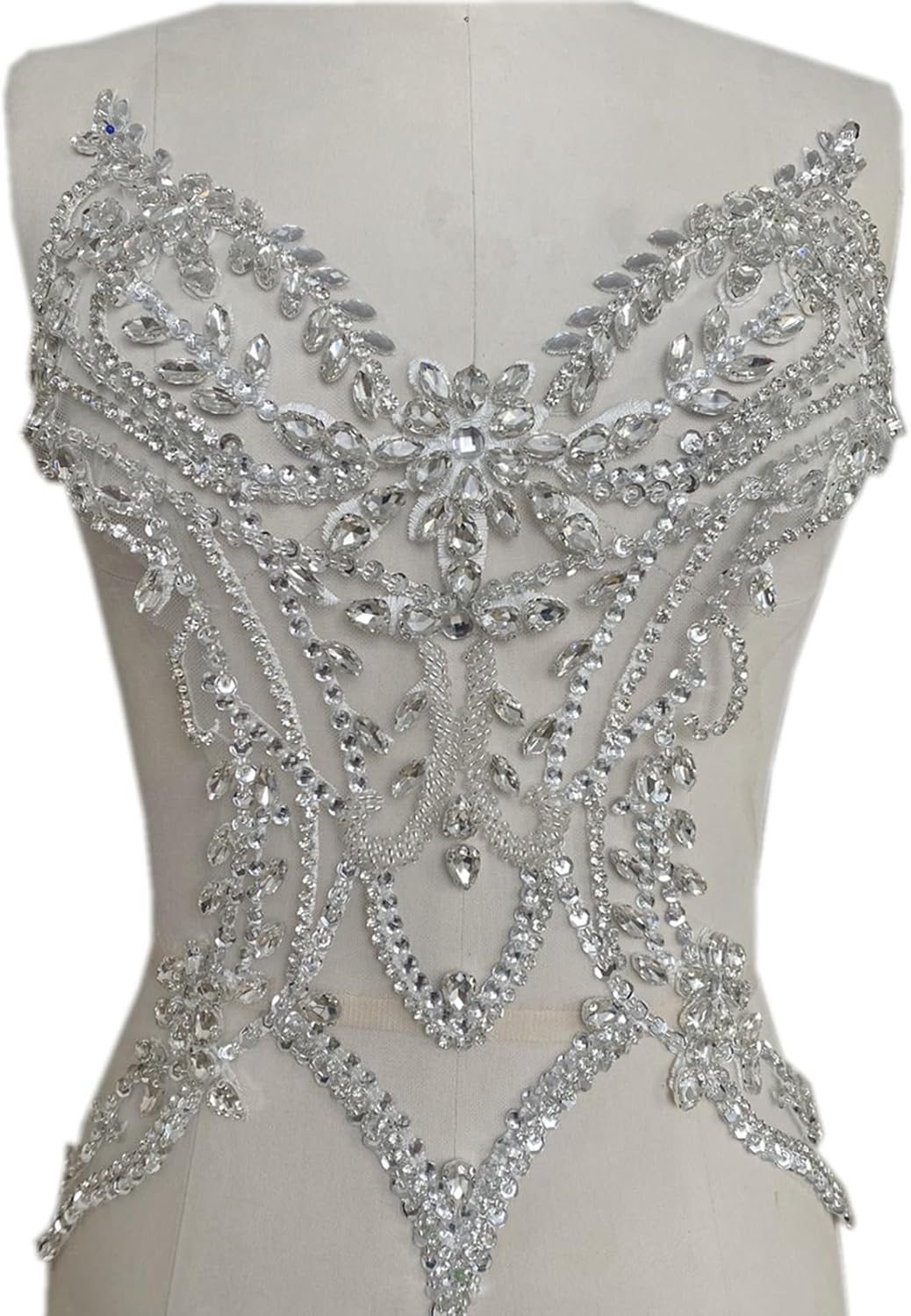 ラインストーンパッチに縫う手板衣装のコスタムのためのアップリケウェディングドレスラインストーン装飾的なハンドビーズ Amazon.co.jp: 12x21インチ 縫い付けスパンコール クリスタル ライン ... 