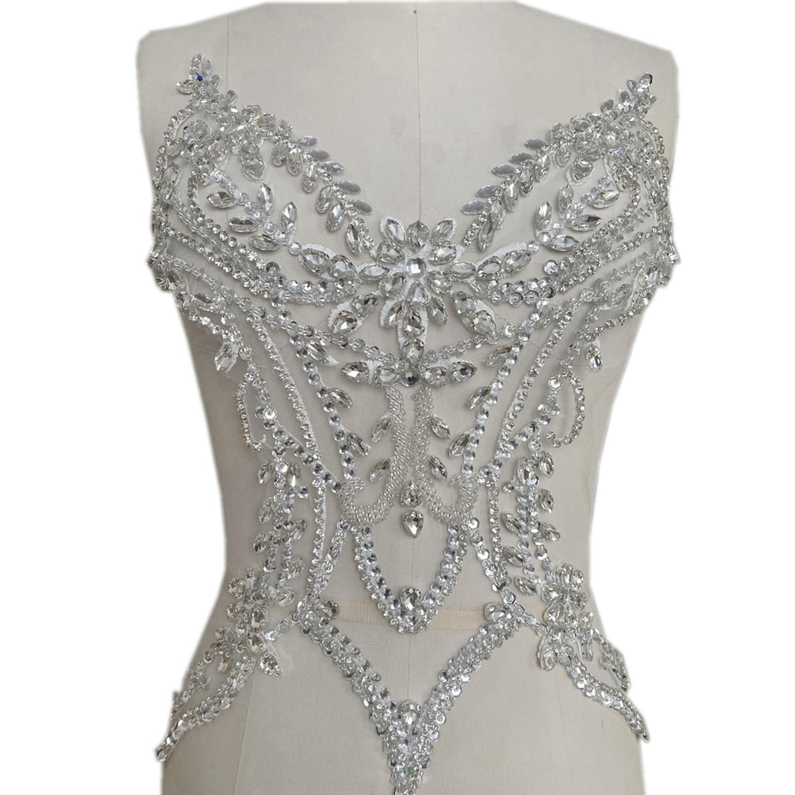 Jazuaiao 3D Costumes Appliques Patches Hand Beaded Rhinestones Sew on for Wedding Dresses and Prom Clothes Costumes Appliques